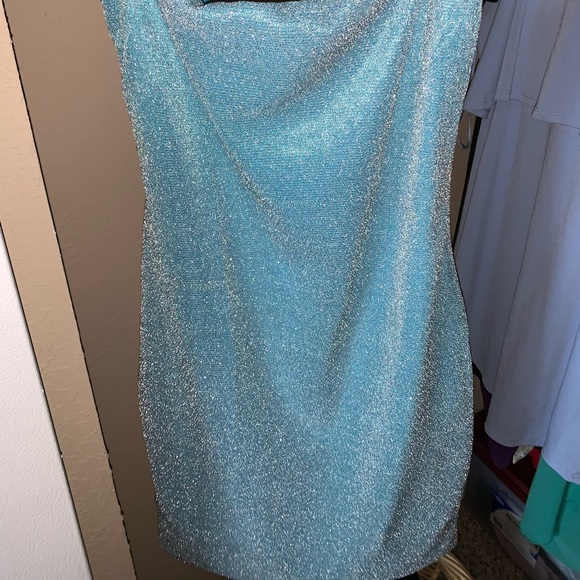 thin strap turquoise shimmer dress - Picture 5 of 5